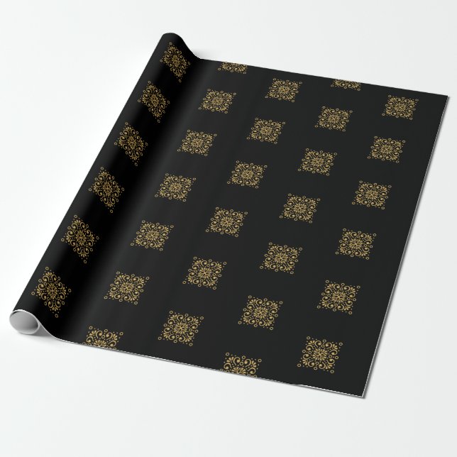 Papel de regalo de lujo del cumpleaños del oro (Desenrollado)