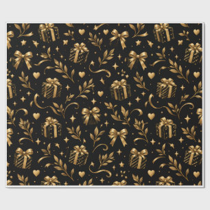 Papel de regalo de lujo negro y dorado elegante
