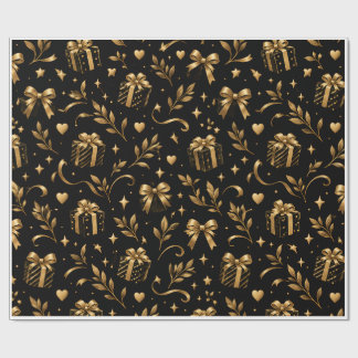 Papel de regalo de lujo negro y dorado elegante