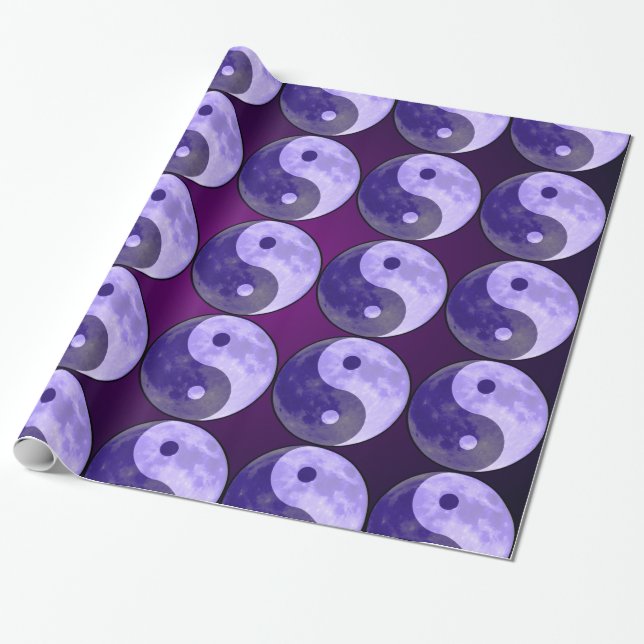 Papel de regalo de Luna Morada Yin Yang (Desenrollado)