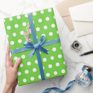 Papel de Regalo de Lunares Blanco y Verde