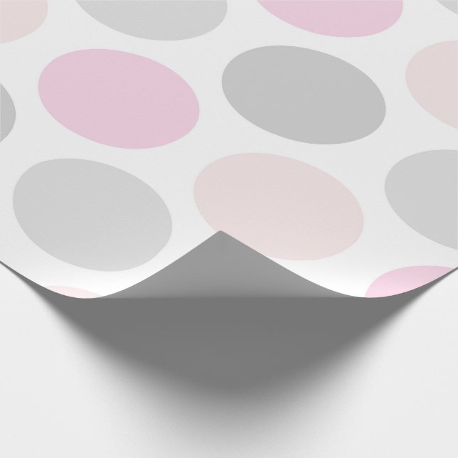 Papel de regalo de lunares de tono rosa gris y de  (Esquina)