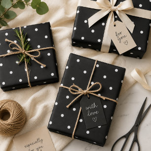 Papel de regalo de lunares en blanco y negro