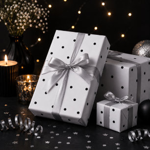 Papel de regalo de lunares en blanco y negro