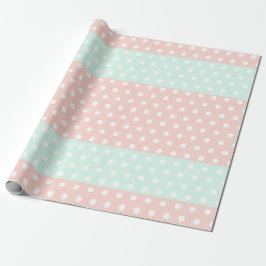 Papel de Regalo de Lunares Pastel Menta y Rubor 