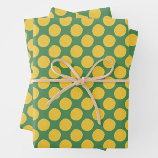 Papel de regalo de lunares verde y crema