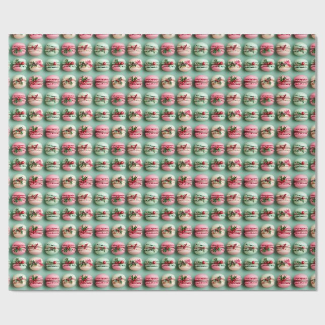 Papel de Regalo de Macarrones de Navidad (Superficie plana)