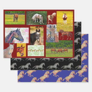 Papel de regalo de manualidades con caballos para 