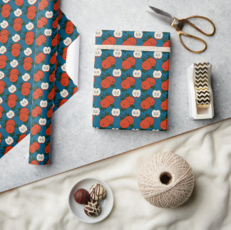 Papel de regalo de manzana roja azul
