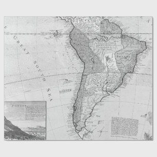 Papel de regalo de mapas antiguos en blanco y negr