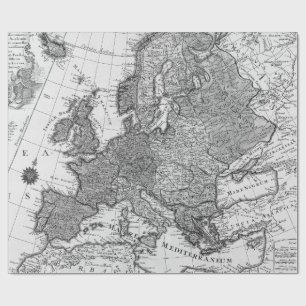 Papel de regalo de mapas antiguos en blanco y negr