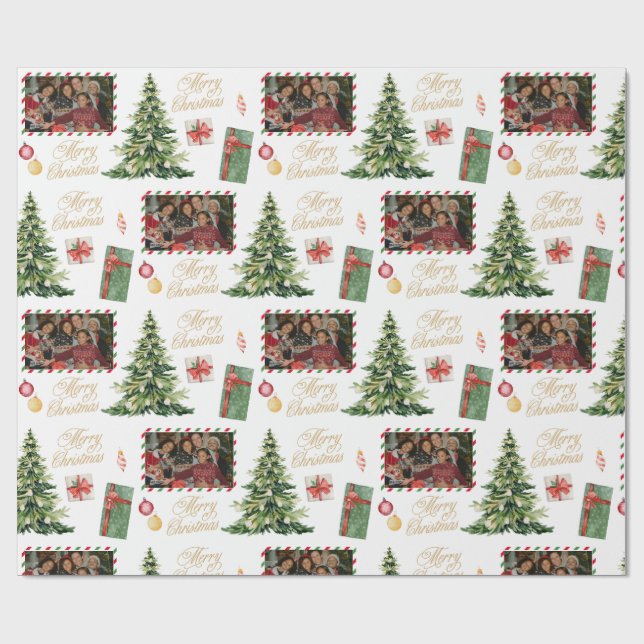 Papel de regalo de marco familiar de Navidad (Superficie plana)