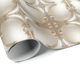 Papel de regalo de marco ornamentado dorado con pe