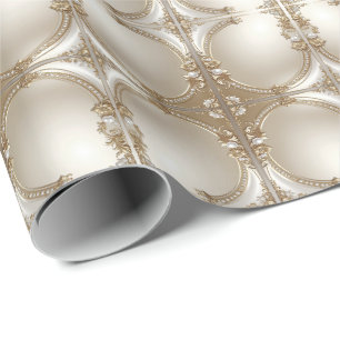 Papel de regalo de marco ornamentado dorado con pe
