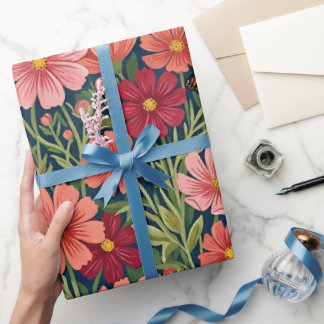 Papel de regalo de mariposa cosmos en gouache abst