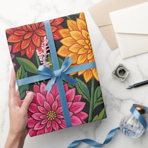 Papel de regalo de mariposa dahlia mexicana abstra