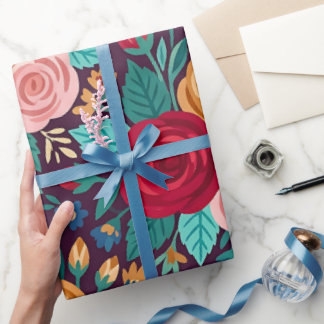 Papel de regalo de mariposa de rosas coloridas abs