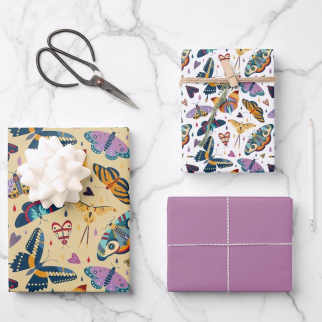 Papel de regalo de mariposa, papel de envolver reg (Anverso)
