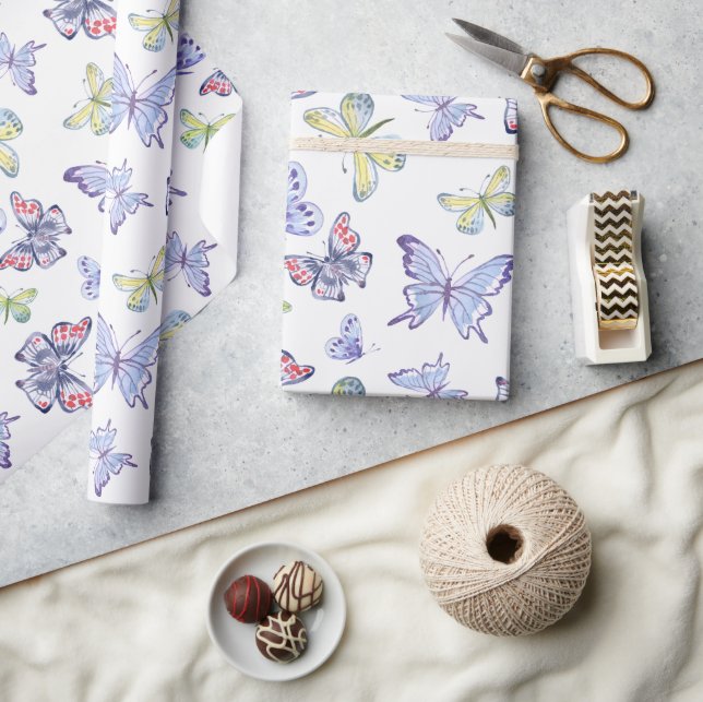 Papel de regalo de mariposas acuarela (Artesanía)