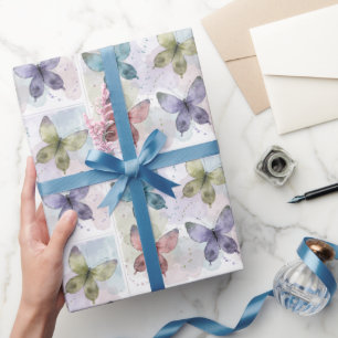 Papel de regalo de mariposas al acuarela