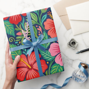 Papel de regalo de mariposas hibiscus abstractas