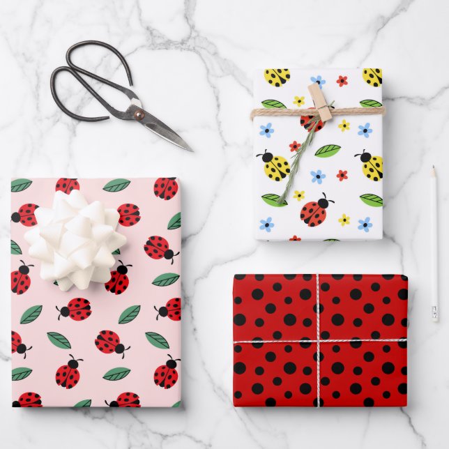 Papel de regalo de mariquita, papel de regalo de i (Anverso)