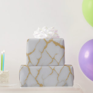 Papel de regalo de mármol blanco y vetas doradas