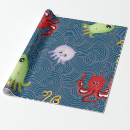 PAPEL DE REGALO DE MONSTRUOS MARINOS CON ACUARELAS