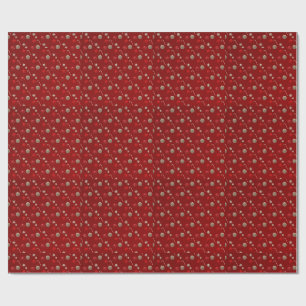 Papel de regalo de muérdago rojo y dorado festivo