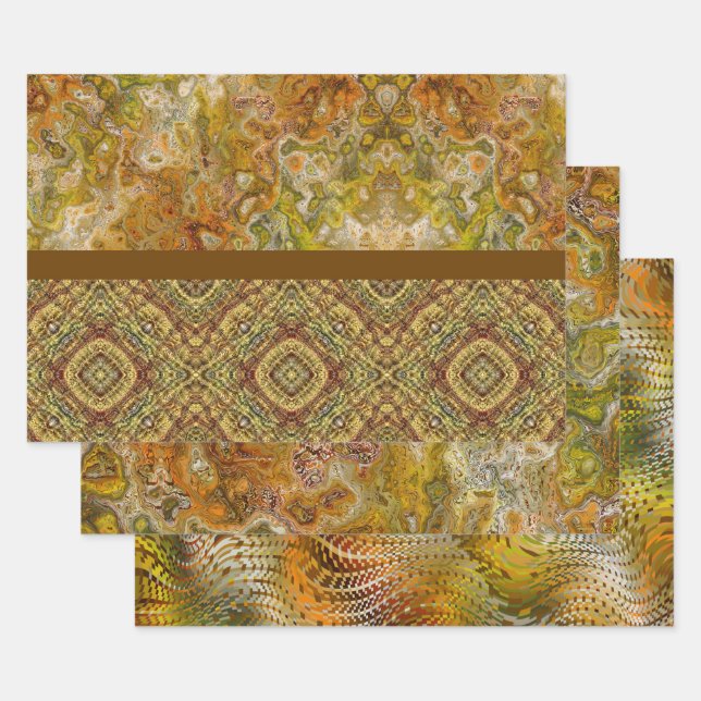 Papel de regalo de muestra Earthtone - 3 diseños (Set)