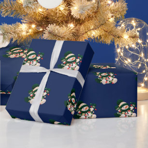 Papel de regalo de muñeco de nieve con luces de Na