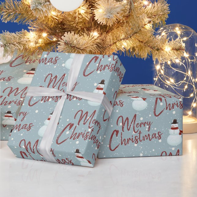 Papel de regalo de muñeco de nieve de Feliz Navida (Vacaciones)