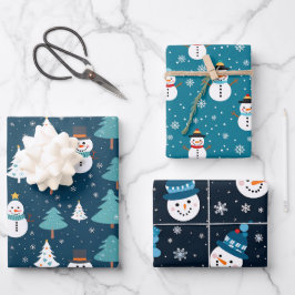 Papel de regalo de muñeco de nieve de Navidad