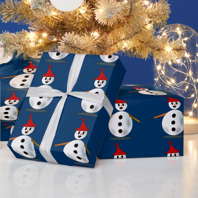 Papel de regalo de muñeco de nieve feliz (Vacaciones)