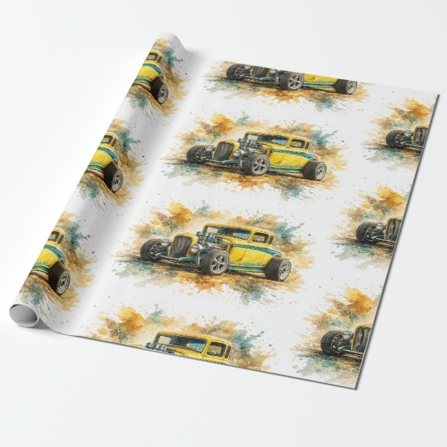 Papel de regalo de Muscle Car americano (Desenrollado)