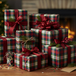 Papel de regalo de Navidad a cuadros Preppy