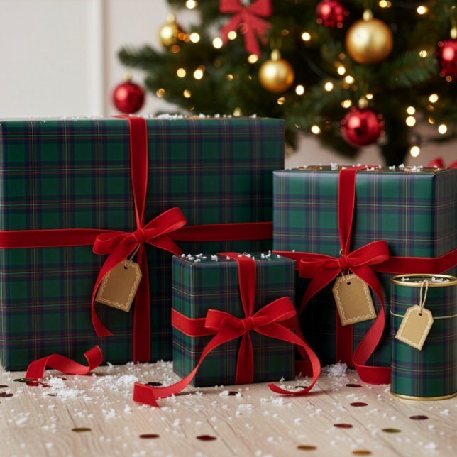 Papel de regalo de Navidad a cuadros verde oscuro  (Subido por el creador)