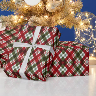 Papel de Regalo de Navidad a Cuadros Verdes Rojos 