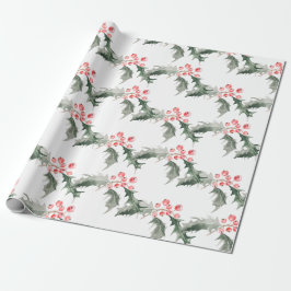 Papel de Regalo de Navidad Acuarela Botánica
