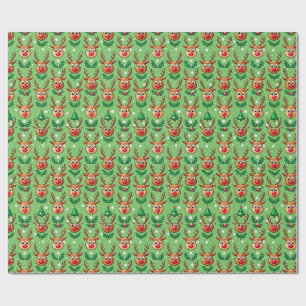Papel de regalo de Navidad adorable –Ciervos, árbo