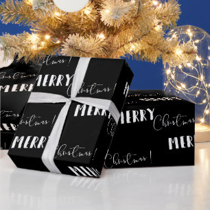 Papel de regalo de Navidad alegre Minimalista Negr