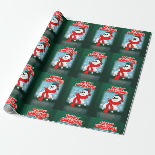Papel de regalo de Navidad alegre muñeco de nieve