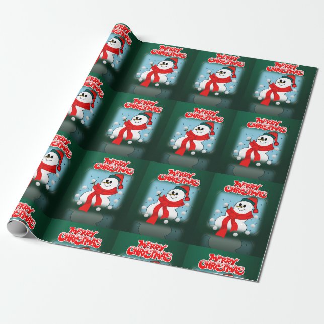 Papel de regalo de Navidad alegre muñeco de nieve (Desenrollado)