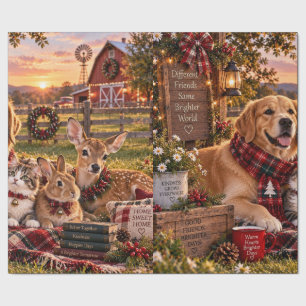 Papel de regalo de Navidad Amigos de la Granja Rús