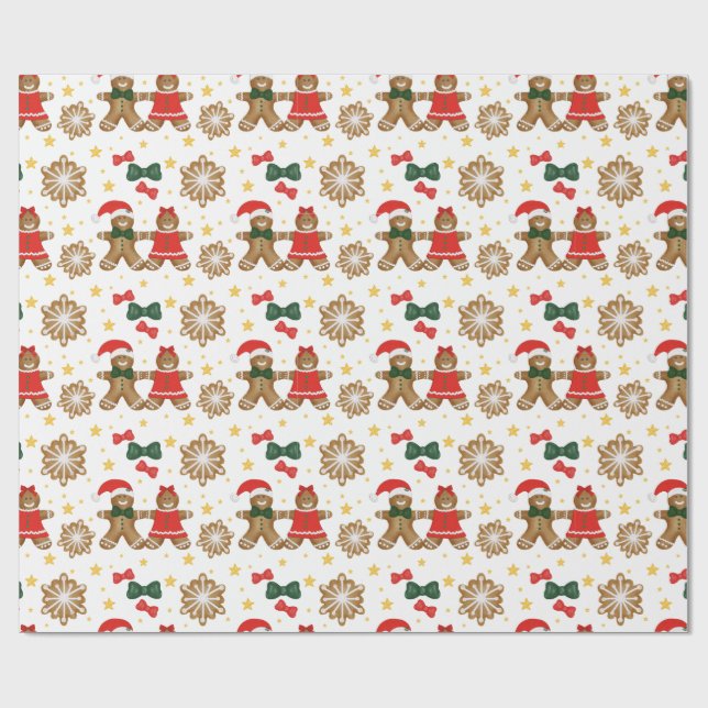 Papel de Regalo de Navidad Amigos de Pan de Jengib (Superficie plana)