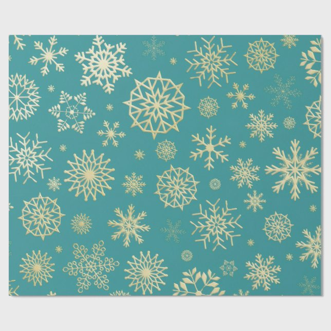 Papel de regalo de Navidad Aqua y Verde con acento (Superficie plana)