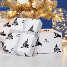Papel de Regalo de Navidad Árbol de Navidad Blanco