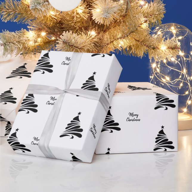 Papel de Regalo de Navidad Árbol de Navidad Blanco (Vacaciones)