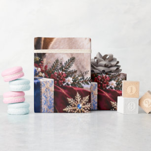 Papel de regalo de Navidad azul de bosque de lujo