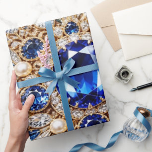 Papel de regalo de Navidad azul zafiro de lujo